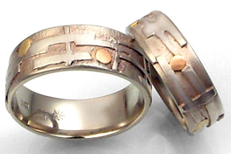 Hand Made Wedding Ring, made with 18 karat and 14 karat gold